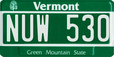 VT license plate NUW530