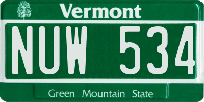 VT license plate NUW534