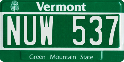 VT license plate NUW537