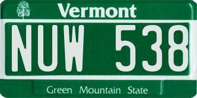 VT license plate NUW538