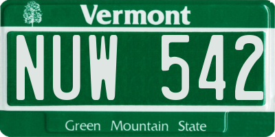 VT license plate NUW542