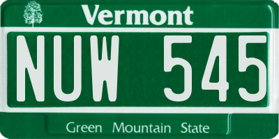VT license plate NUW545
