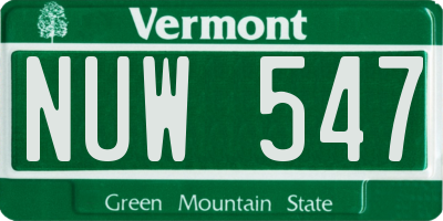 VT license plate NUW547