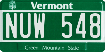 VT license plate NUW548