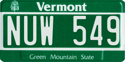VT license plate NUW549