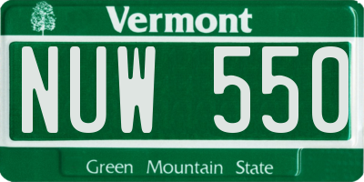 VT license plate NUW550