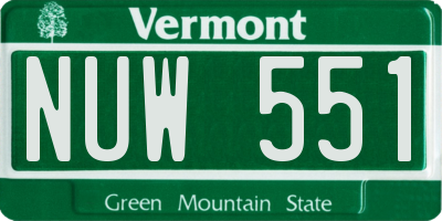 VT license plate NUW551