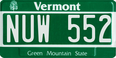 VT license plate NUW552