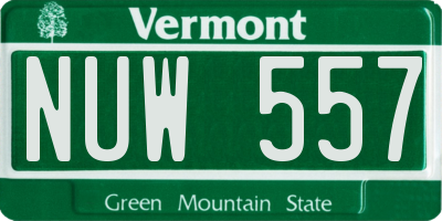 VT license plate NUW557