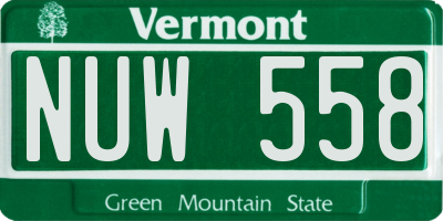 VT license plate NUW558