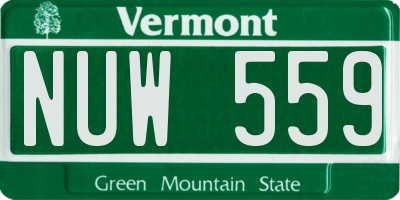 VT license plate NUW559