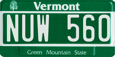 VT license plate NUW560