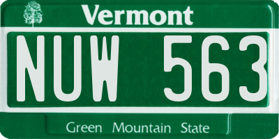VT license plate NUW563