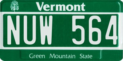 VT license plate NUW564