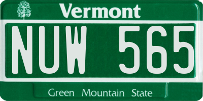 VT license plate NUW565