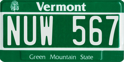 VT license plate NUW567