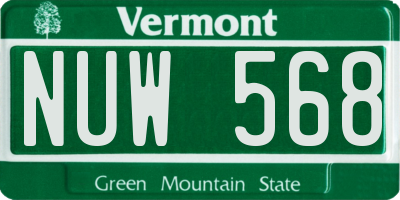 VT license plate NUW568