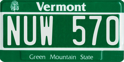 VT license plate NUW570
