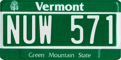 VT license plate NUW571