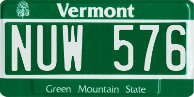VT license plate NUW576