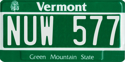 VT license plate NUW577