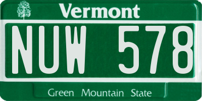 VT license plate NUW578