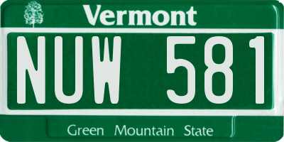 VT license plate NUW581