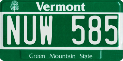 VT license plate NUW585