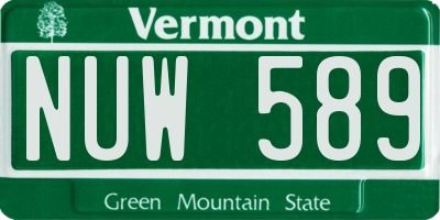 VT license plate NUW589