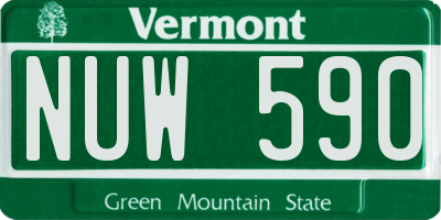 VT license plate NUW590