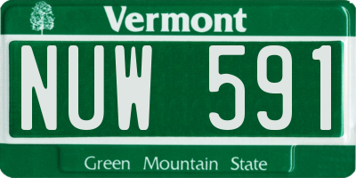 VT license plate NUW591