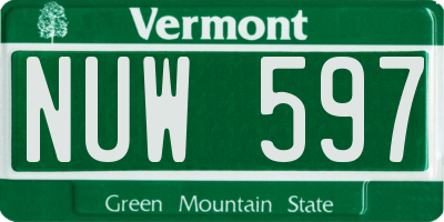 VT license plate NUW597