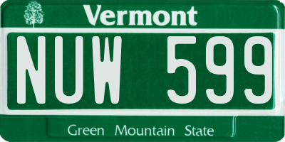 VT license plate NUW599