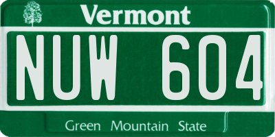 VT license plate NUW604