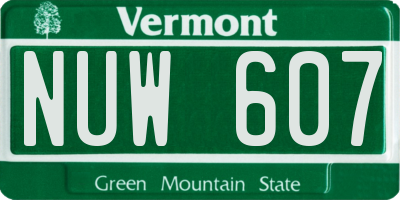 VT license plate NUW607