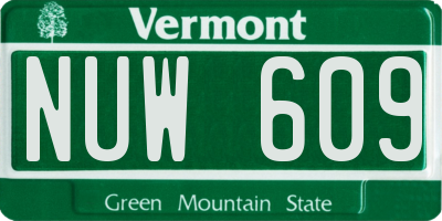 VT license plate NUW609