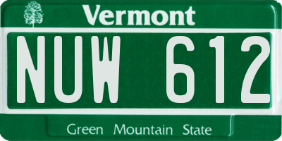 VT license plate NUW612
