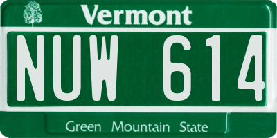 VT license plate NUW614
