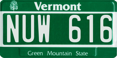 VT license plate NUW616