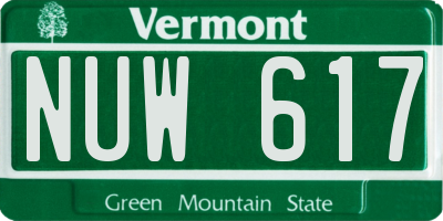 VT license plate NUW617