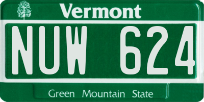 VT license plate NUW624