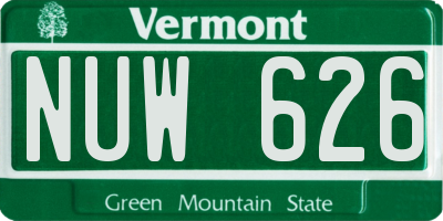 VT license plate NUW626