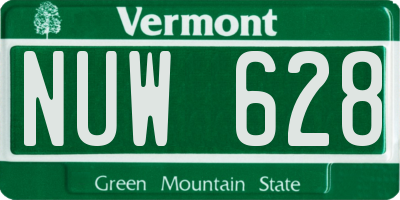 VT license plate NUW628
