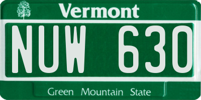 VT license plate NUW630
