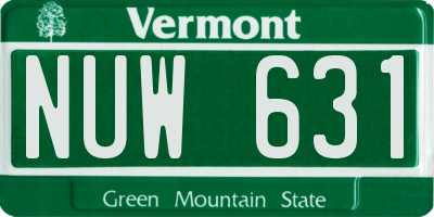 VT license plate NUW631