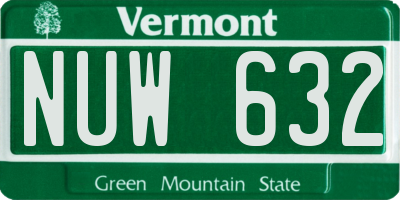 VT license plate NUW632