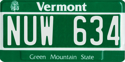 VT license plate NUW634