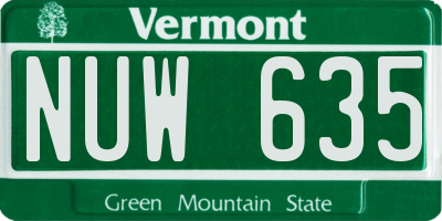 VT license plate NUW635