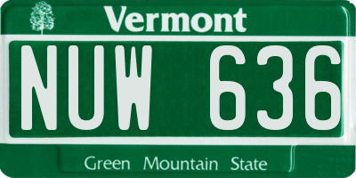 VT license plate NUW636