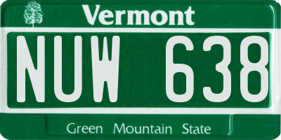 VT license plate NUW638